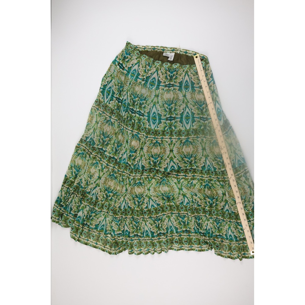 Jones New York Sport Maxi Skirt 14 Green Geometric Tiered Boho Chiffon Casual - Picture 5 of 6